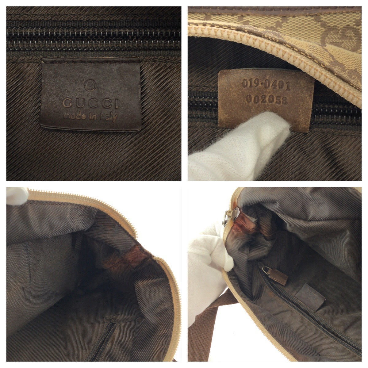 16303
GUCCI グッチ ベージュ ブラウン シルバー金具 GGキャンバス 019 0401 トートバッグ ショルダーバッグ  レディース ABP32