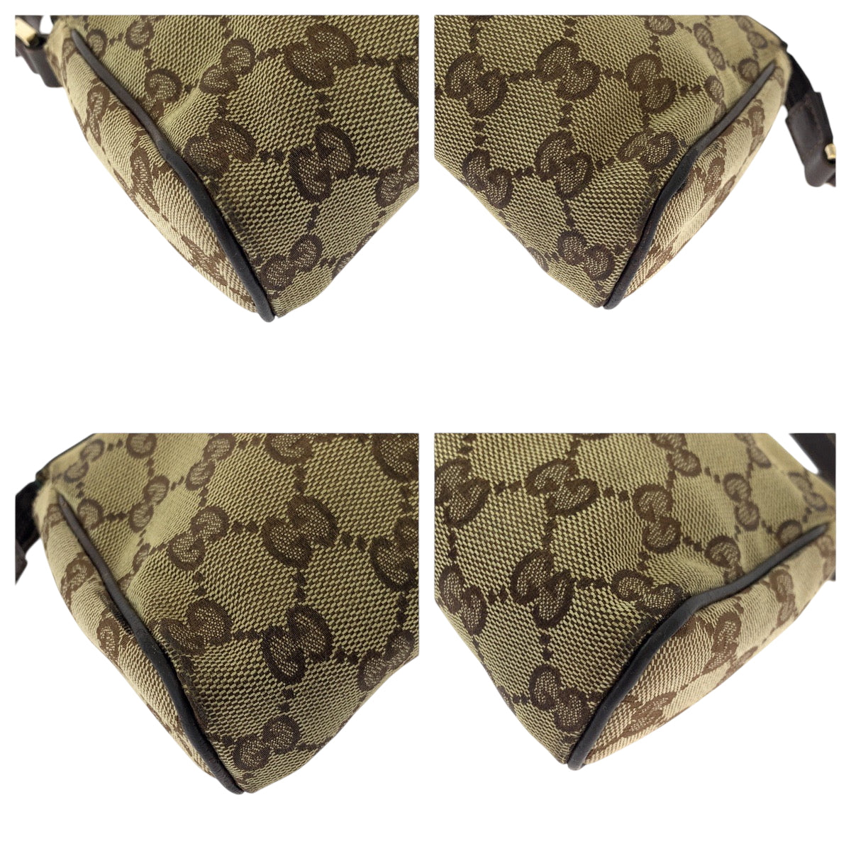 16304
GUCCI グッチ ベージュ ブラウン ゴールド金具 GGキャンバス 145750 ハンドバッグ アクセサリーポーチ  レディース