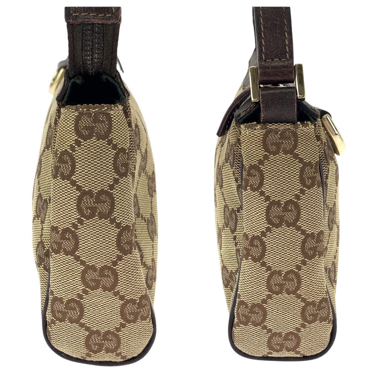 16304
GUCCI グッチ ベージュ ブラウン ゴールド金具 GGキャンバス 145750 ハンドバッグ アクセサリーポーチ  レディース