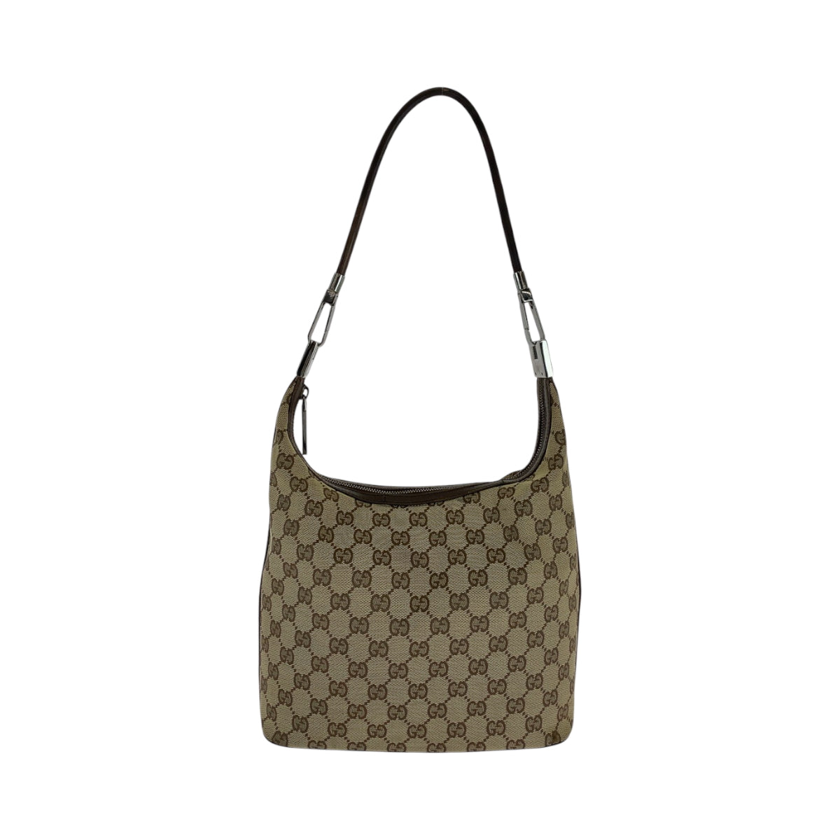 16305
GUCCI グッチ ベージュ ブラウン シルバー金具 GGキャンバス 001 3814 ホーボー ショルダーバッグ 肩掛け  レディース