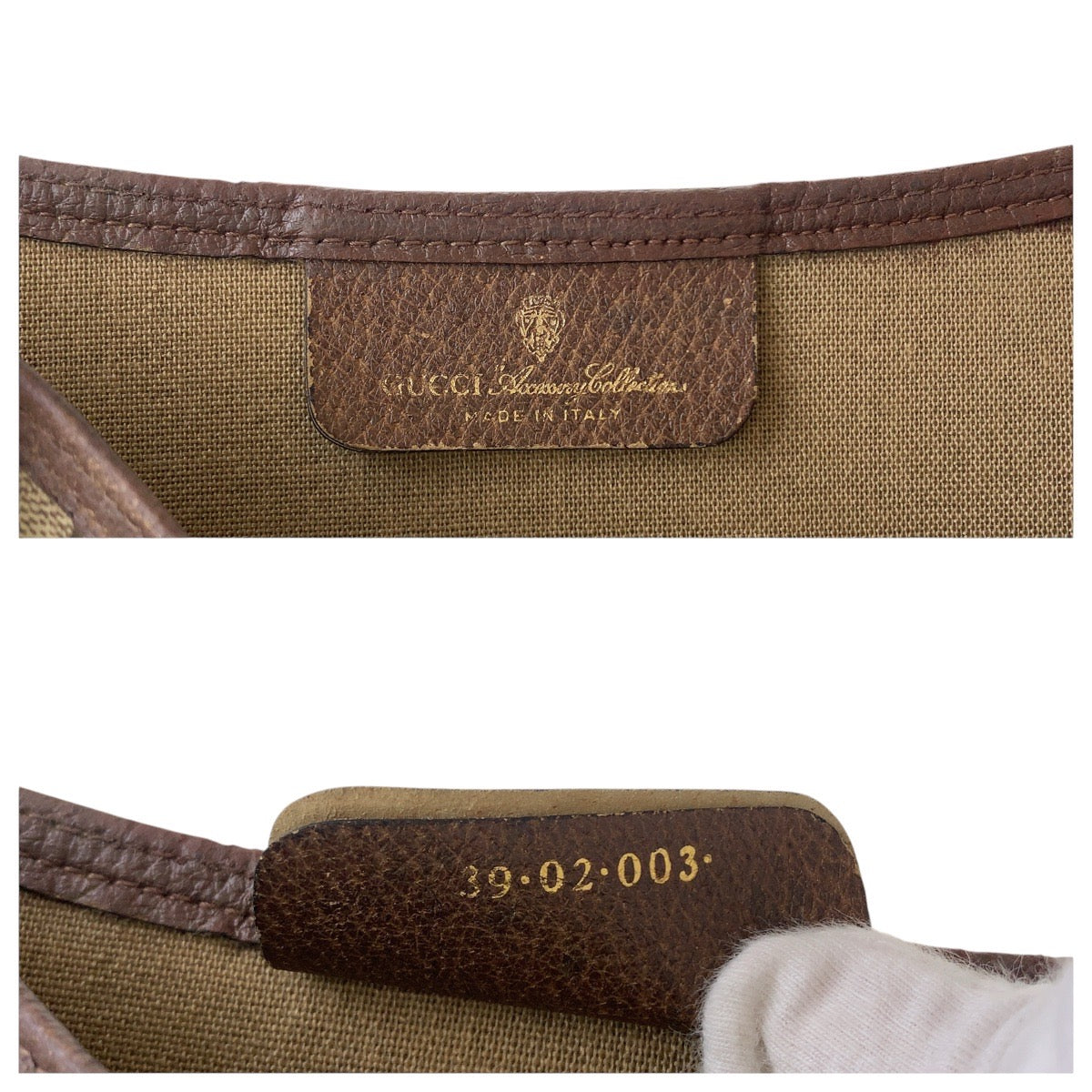 16307
GUCCI グッチ ヴィンテージ オールドグッチ シェリーライン インターロッキング ブラウン ゴールド金具 GGスプリームキャンバス / レザー 39 02 003 トートバッグ ショルダーバッグ  レディース