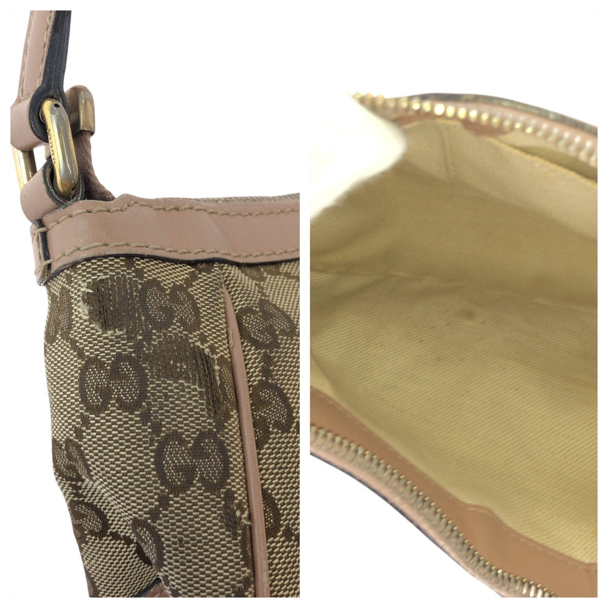 16308
GUCCI グッチ プリンシー インターロッキング ピンクベージュ ブラウン ゴールド金具 GGキャンバス / レザー 269893 ハンドバッグ アクセサリーポーチ  レディース