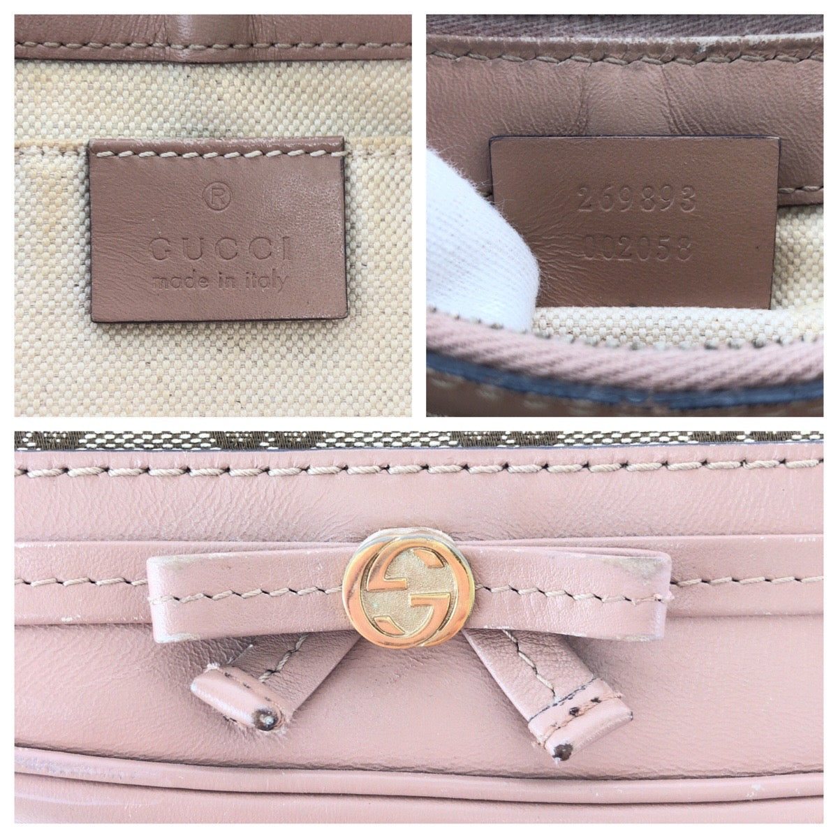 16308
GUCCI グッチ プリンシー インターロッキング ピンクベージュ ブラウン ゴールド金具 GGキャンバス / レザー 269893 ハンドバッグ アクセサリーポーチ  レディース