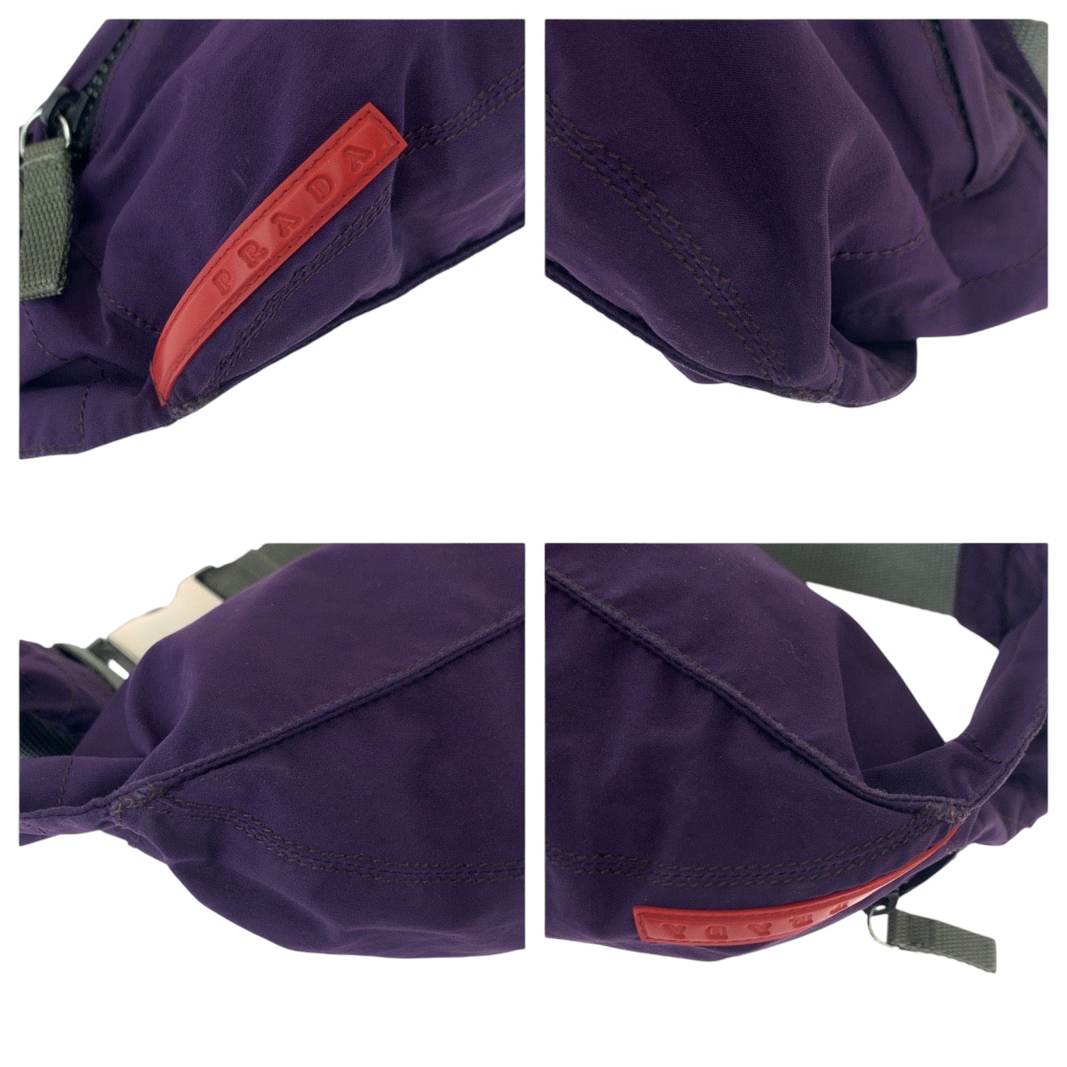 16310
PRADA プラダ プラダスポーツ ロゴ パープル グレー シルバー金具 ナイロン ウエストバッグ ボムバッグ  レディース