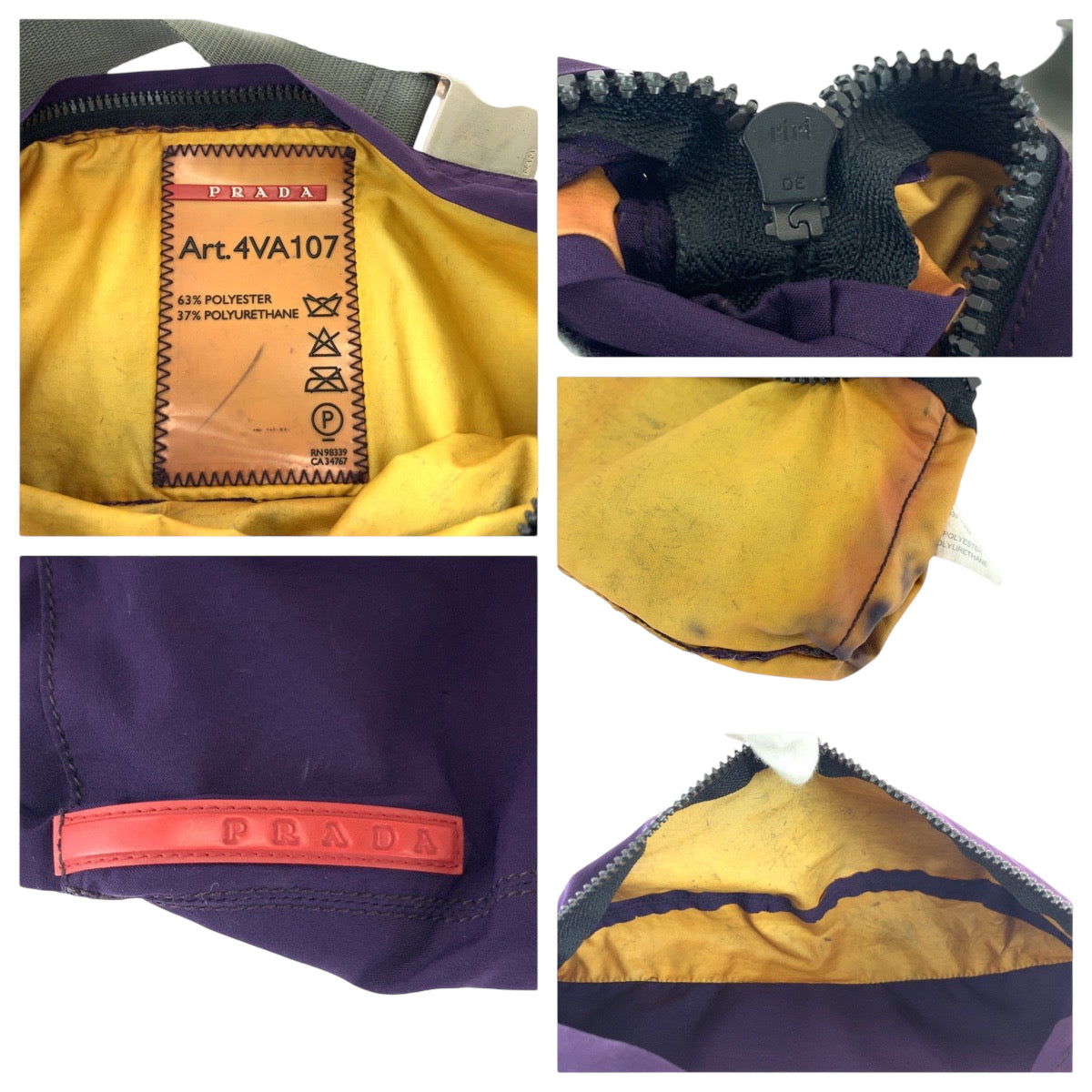 16310
PRADA プラダ プラダスポーツ ロゴ パープル グレー シルバー金具 ナイロン ウエストバッグ ボムバッグ  レディース