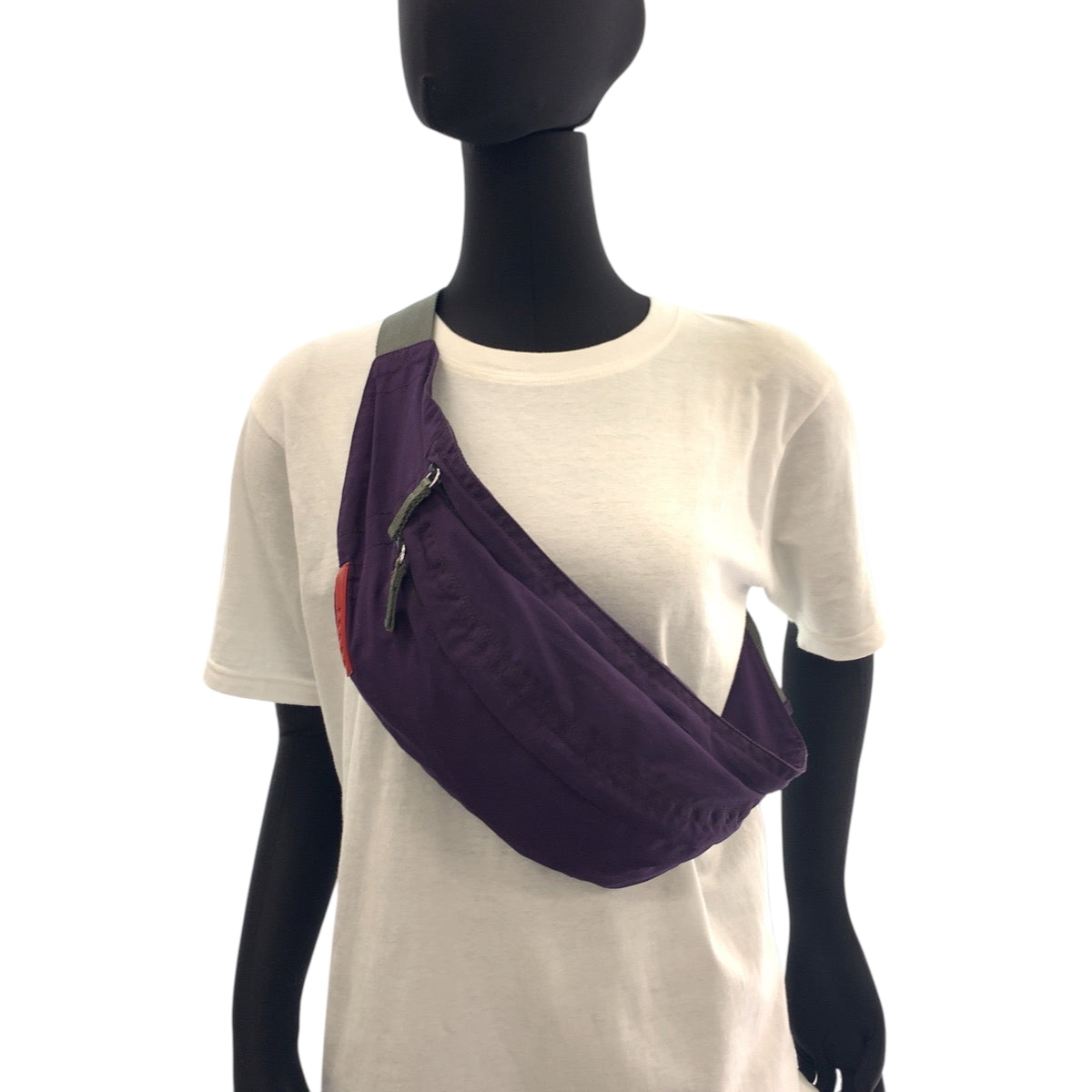 16310
PRADA プラダ プラダスポーツ ロゴ パープル グレー シルバー金具 ナイロン ウエストバッグ ボムバッグ  レディース