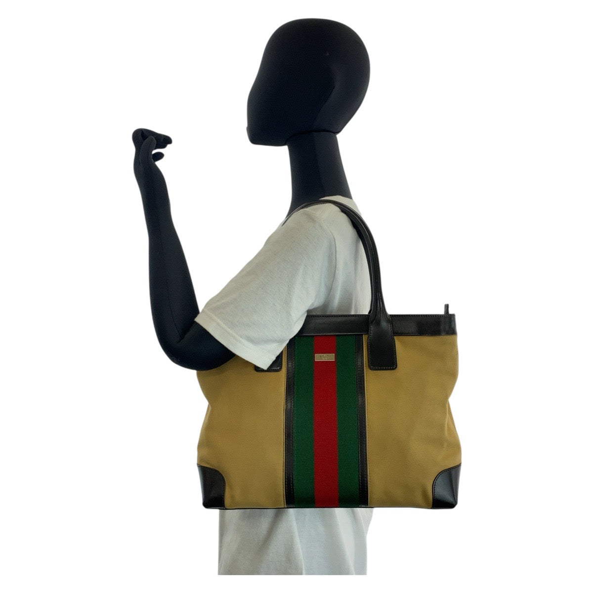 16312
GUCCI グッチ シェリーライン ベージュ キャメル ブラック 黒 キャンバス / レザー 002 1119 トートバッグ ショルダーバッグ  レディース ABP38