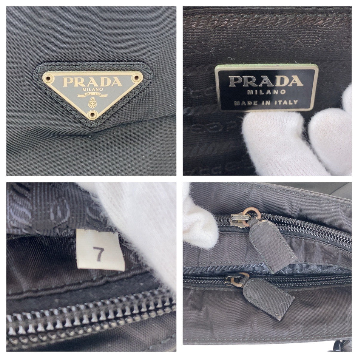 16315
PRADA プラダ テスート 三角ロゴプレート ブラック 黒 シルバー金具 ナイロン / レザー / プラスチック ショルダーバッグ  レディース