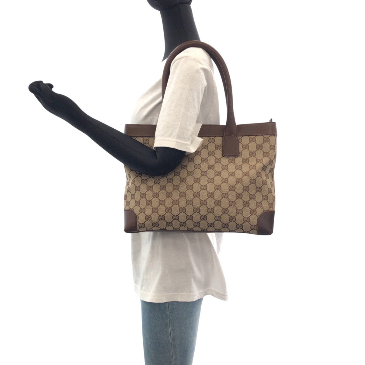 16316
GUCCI グッチ ブラウン ベージュ  GGキャンバス / レザー 33890 トートバッグ ショルダーバッグ  レディース ABP42