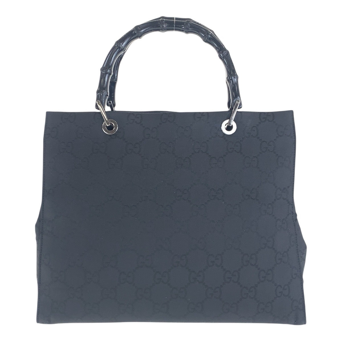 16318
GUCCI グッチ バンブー ブラック 黒 シルバー金具 GGキャンバス 002 1010 トートバッグ ハンドバッグ レディース ABP40