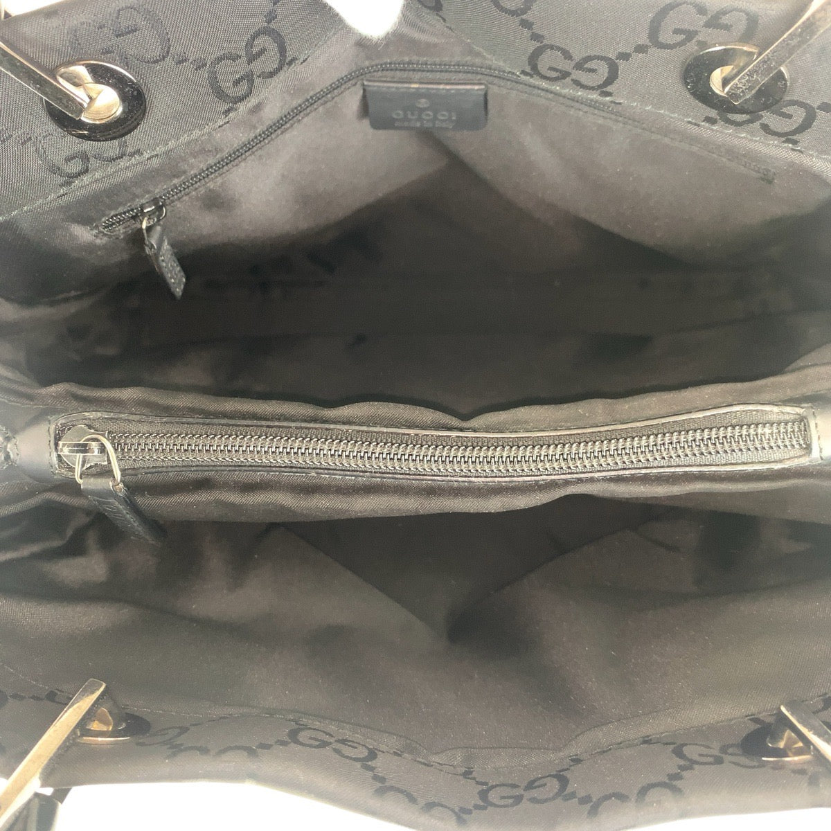 16318
GUCCI グッチ バンブー ブラック 黒 シルバー金具 GGキャンバス 002 1010 トートバッグ ハンドバッグ レディース ABP40