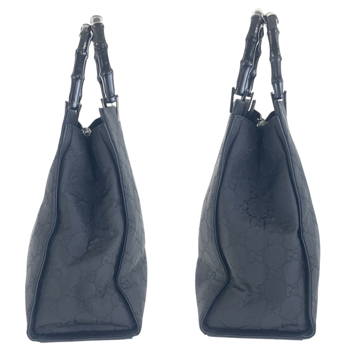 16318
GUCCI グッチ バンブー ブラック 黒 シルバー金具 GGキャンバス 002 1010 トートバッグ ハンドバッグ レディース ABP40
