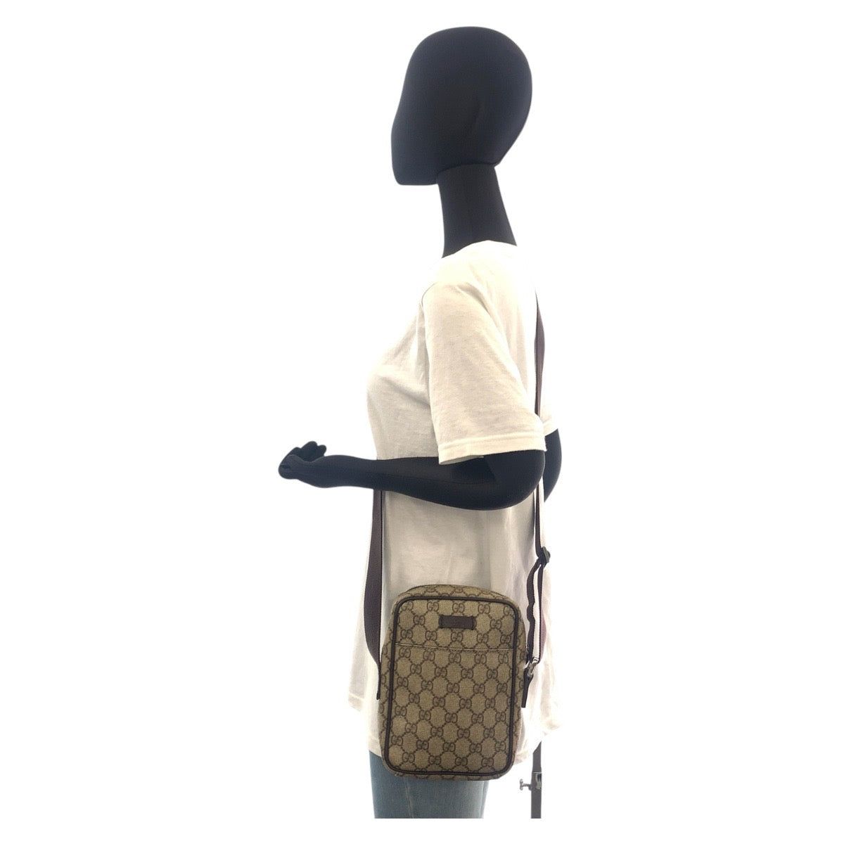16319
GUCCI グッチ ベージュ ブラウン GGスプリームキャンバス 122754 ショルダーバッグ ポシェット  レディース A40