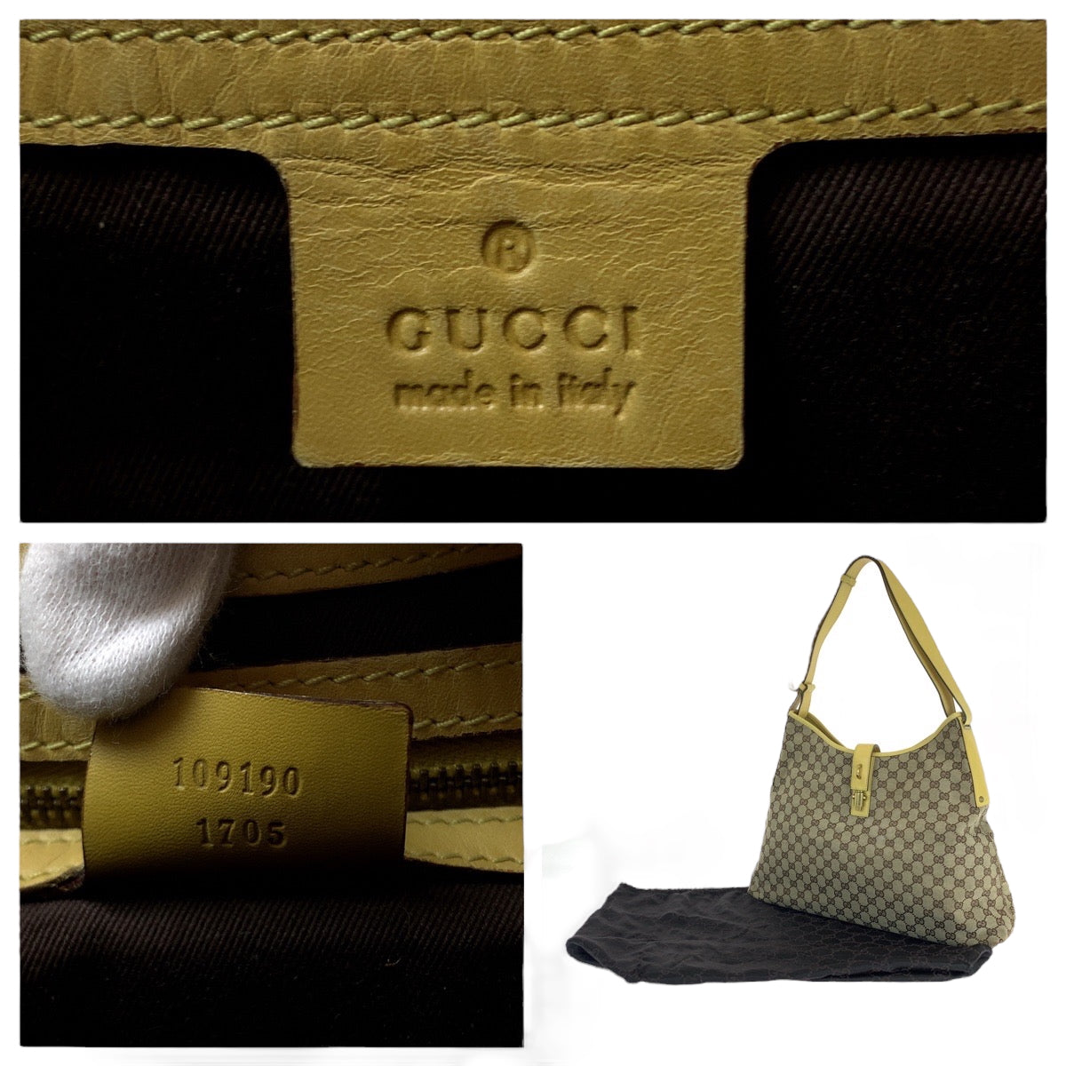 16322
GUCCI グッチ ニュージャッキー ベージュ イエロー ゴールド金具 GGキャンバス 109190 ホーボー ショルダーバッグ レディース ABP43