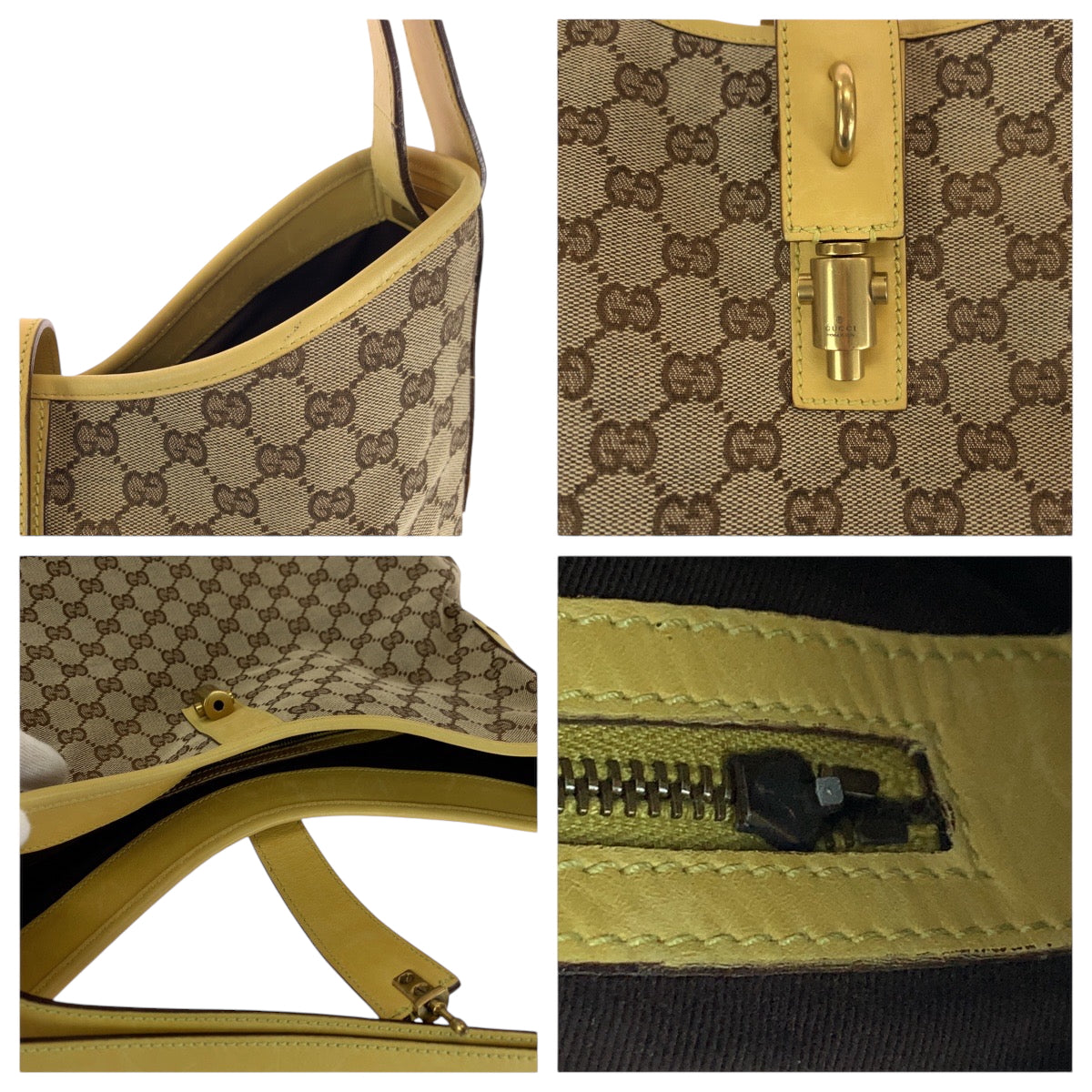 16322
GUCCI グッチ ニュージャッキー ベージュ イエロー ゴールド金具 GGキャンバス 109190 ホーボー ショルダーバッグ レディース ABP43