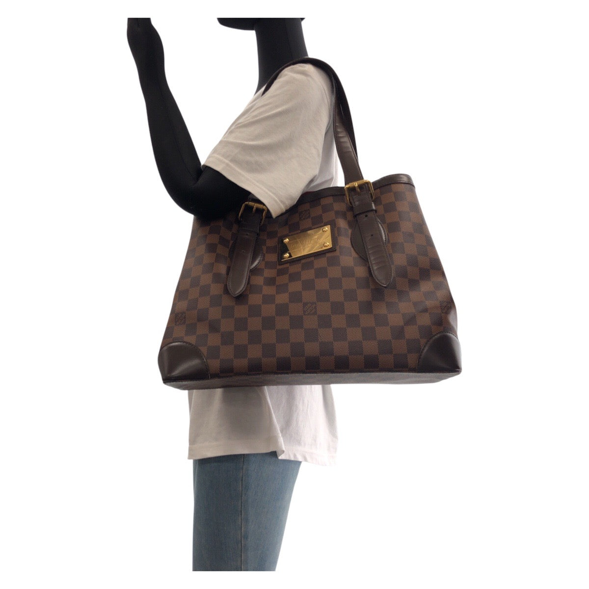 16323
LOUIS VUITTON ルイヴィトン ダミエ ハムステッド MM ブラウン ゴールド金具 PVC / レザー N51204 トートバッグ ショルダーバッグ  レディース A73