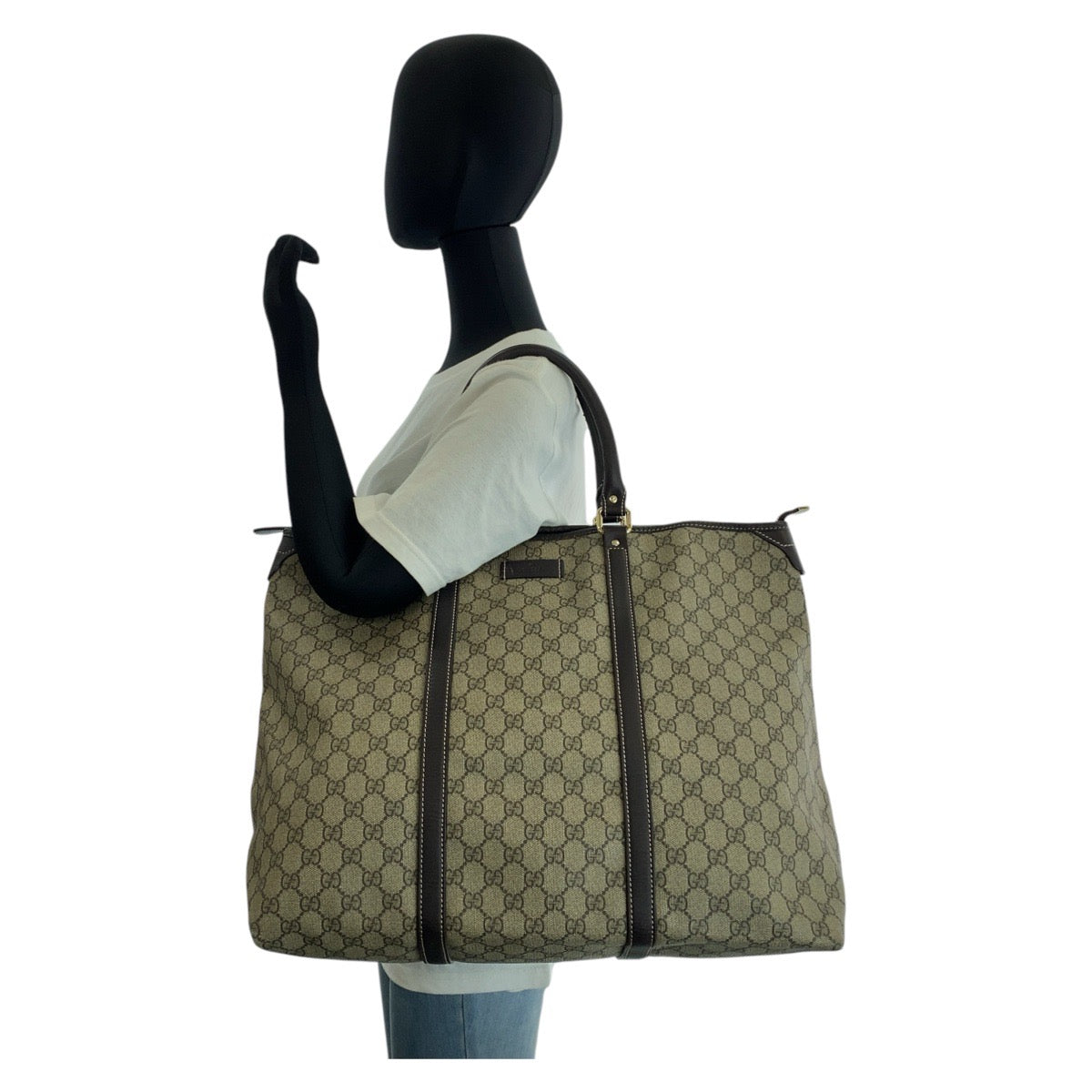 16324
GUCCI グッチ ベージュ ブラウン ゴールド金具 GGスプリームキャンバス / レザー 201482 トートバッグ ショルダーバッグ ビジネスバッグ  メンズ ABP50