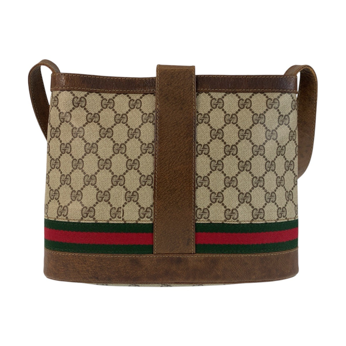 16326
GUCCI グッチ シェリーライン ベージュ ブラウン ゴールド金具 GGスプリームキャンバス / レザー ショルダーバッグ  レディース