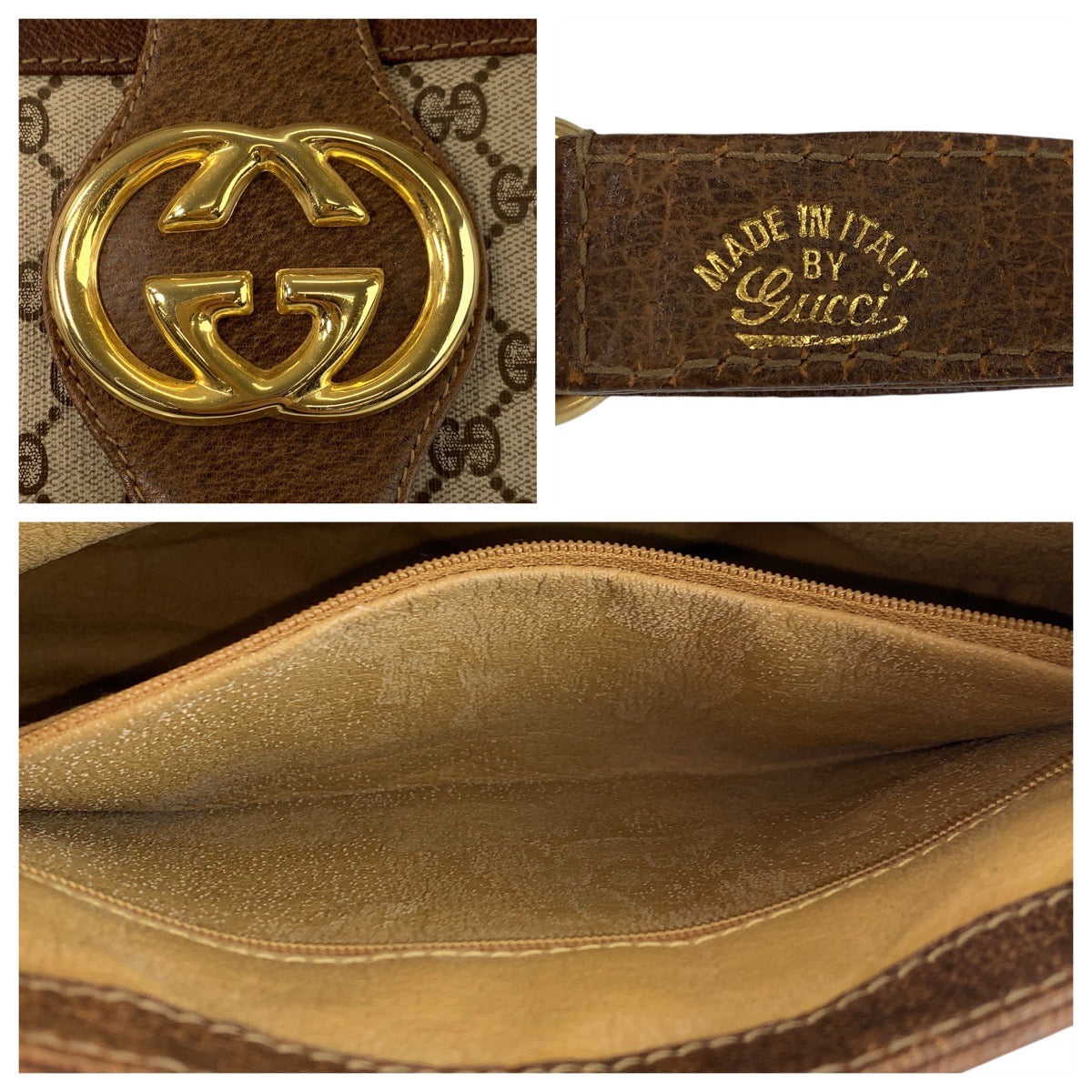 16326
GUCCI グッチ シェリーライン ベージュ ブラウン ゴールド金具 GGスプリームキャンバス / レザー ショルダーバッグ  レディース