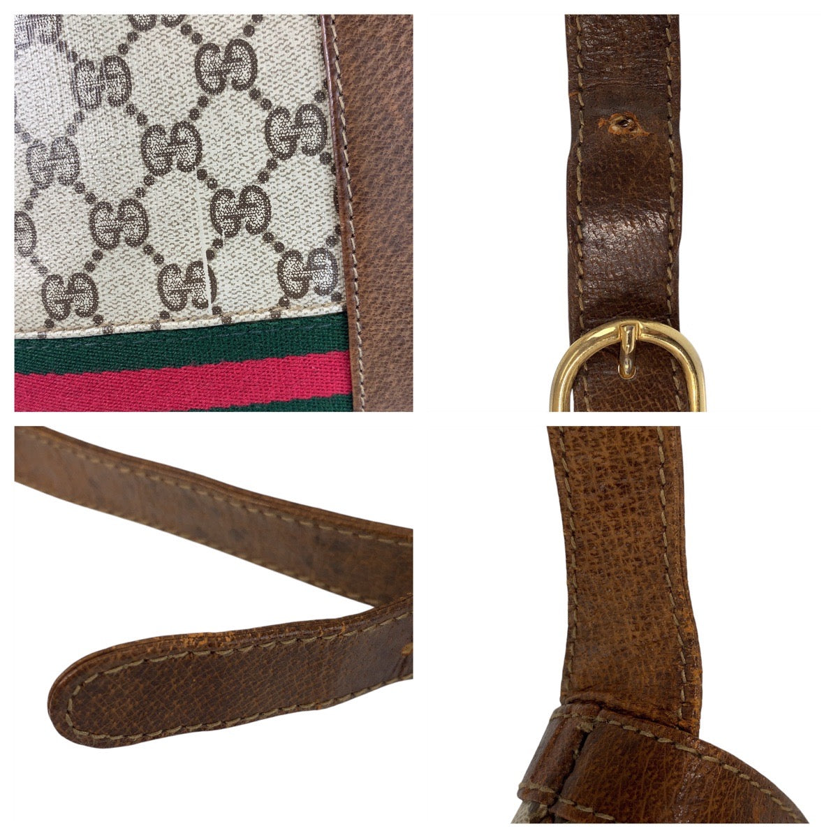 16326
GUCCI グッチ シェリーライン ベージュ ブラウン ゴールド金具 GGスプリームキャンバス / レザー ショルダーバッグ  レディース