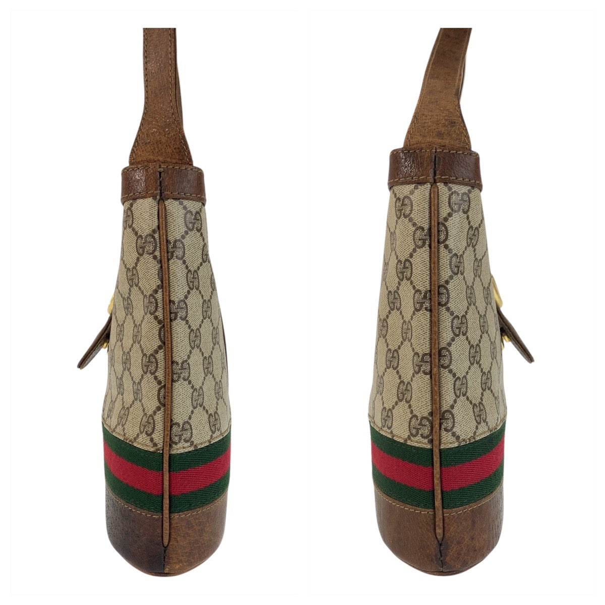 16326
GUCCI グッチ シェリーライン ベージュ ブラウン ゴールド金具 GGスプリームキャンバス / レザー ショルダーバッグ  レディース