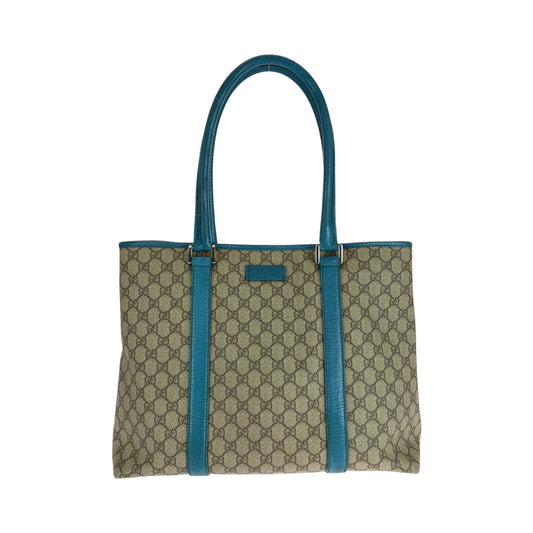 16327
GUCCI グッチ ベージュ ブルー シルバー金具 GGスプリームキャンバス 14288 トートバッグ ショルダーバッグ  レディース