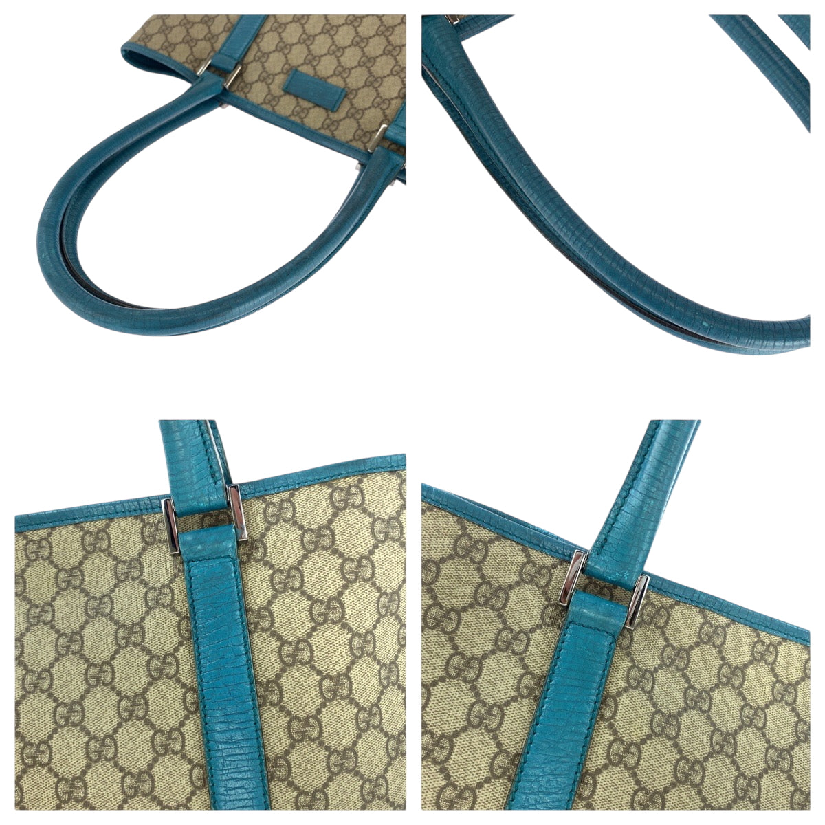 16327
GUCCI グッチ ベージュ ブルー シルバー金具 GGスプリームキャンバス 14288 トートバッグ ショルダーバッグ  レディース