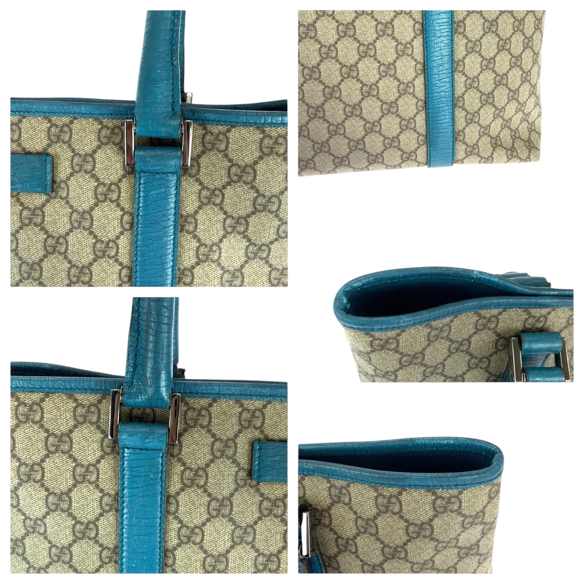 16327
GUCCI グッチ ベージュ ブルー シルバー金具 GGスプリームキャンバス 14288 トートバッグ ショルダーバッグ  レディース