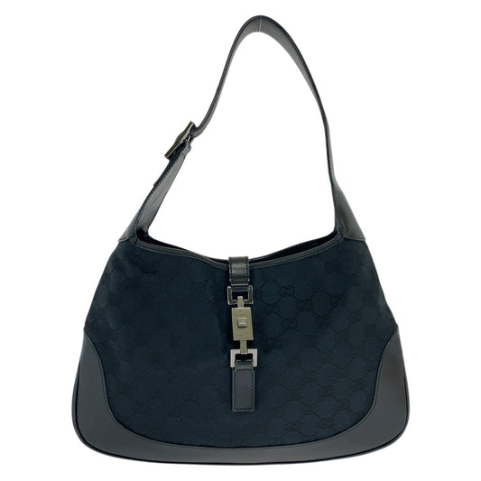 16328
GUCCI グッチ ジャッキー ブラック 黒 シルバー金具 GGキャンバス / レザー 001 3306 ショルダーバッグ  レディース