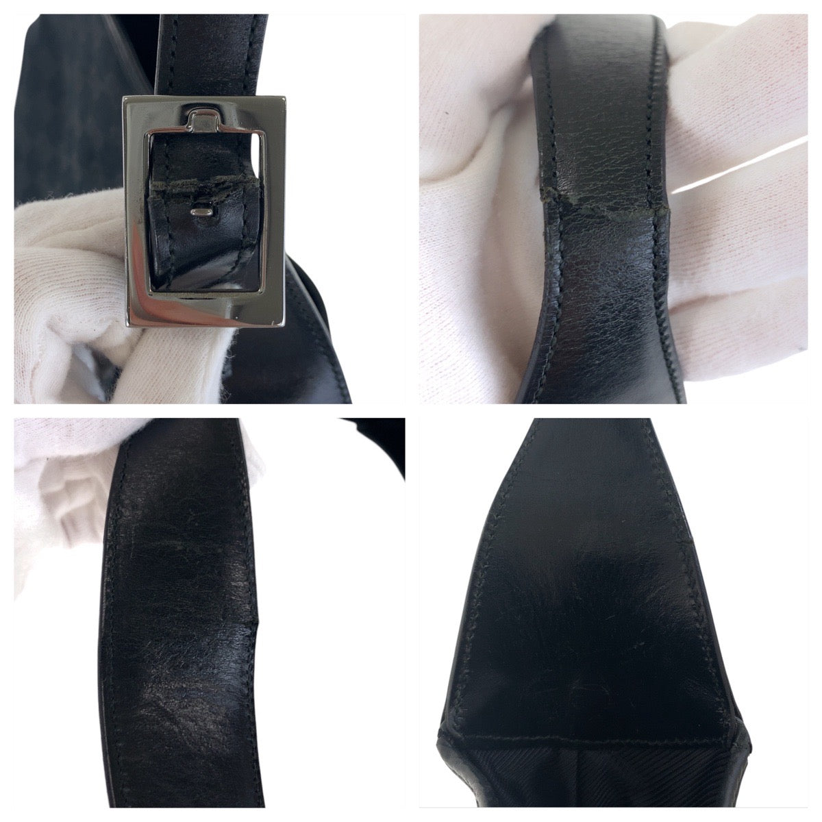16328
GUCCI グッチ ジャッキー ブラック 黒 シルバー金具 GGキャンバス / レザー 001 3306 ショルダーバッグ  レディース