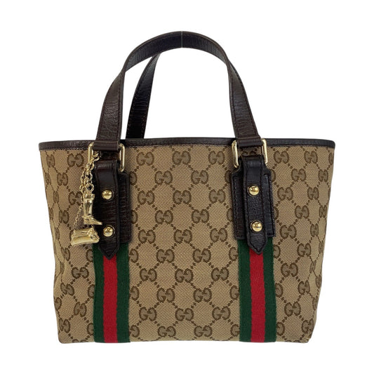 16331
GUCCI グッチ シェリーライン ベージュ ブラウン ゴールド金具 GGキャンバス / レザー 139261 ハンドバッグ トートバッグ  レディース