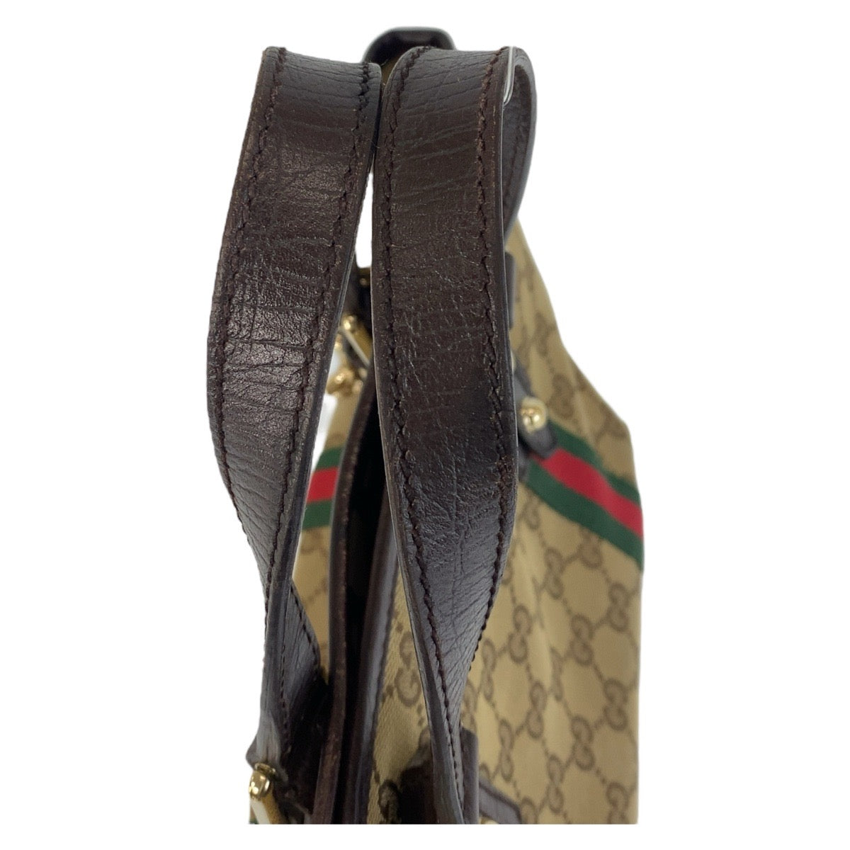 16331
GUCCI グッチ シェリーライン ベージュ ブラウン ゴールド金具 GGキャンバス / レザー 139261 ハンドバッグ トートバッグ  レディース