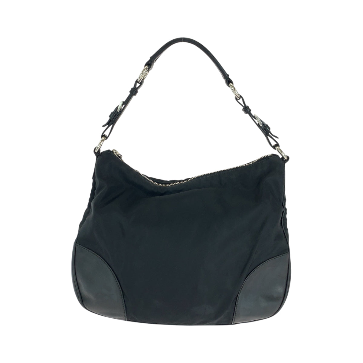 16332
PRADA プラダ テスート 三角ロゴプレート ブラック 黒 シルバー金具 ナイロン ワンショルダーバッグ 肩掛け  レディース AB25
