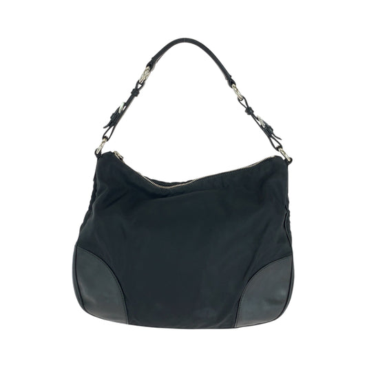16332
PRADA プラダ テスート 三角ロゴプレート ブラック 黒 シルバー金具 ナイロン ワンショルダーバッグ 肩掛け  レディース AB25