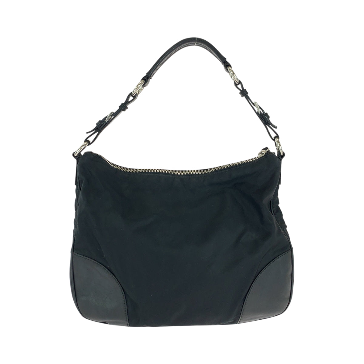 16332
PRADA プラダ テスート 三角ロゴプレート ブラック 黒 シルバー金具 ナイロン ワンショルダーバッグ 肩掛け  レディース AB25