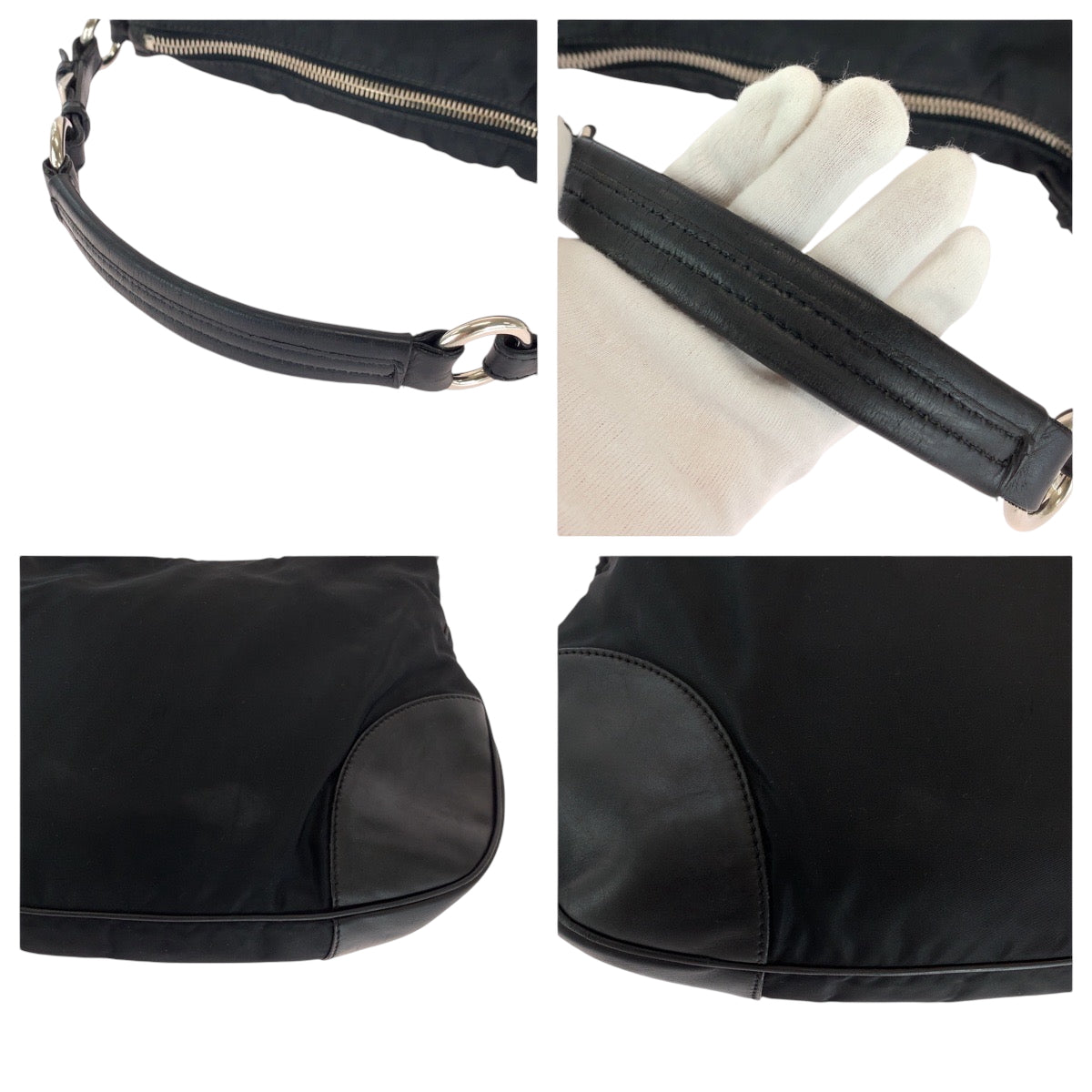 16332
PRADA プラダ テスート 三角ロゴプレート ブラック 黒 シルバー金具 ナイロン ワンショルダーバッグ 肩掛け  レディース AB25