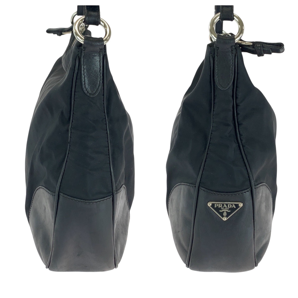 16332
PRADA プラダ テスート 三角ロゴプレート ブラック 黒 シルバー金具 ナイロン ワンショルダーバッグ 肩掛け  レディース AB25