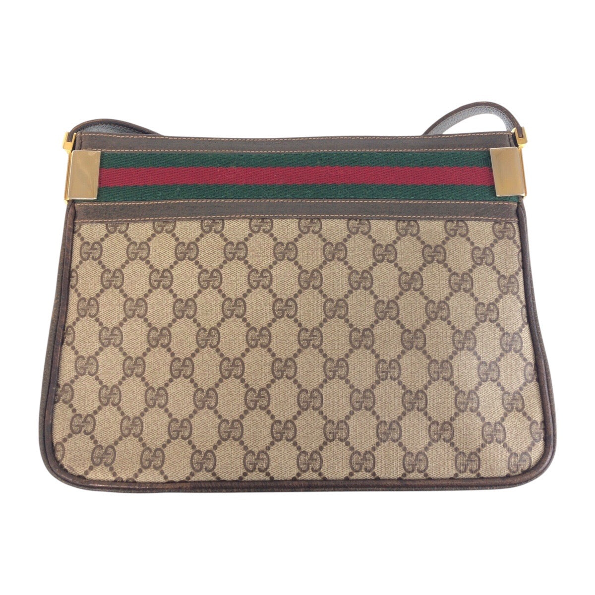 16333
GUCCI グッチ ヴィンテージ オールドグッチ シェリーライン ベージュ ブラウン ゴールド金具 GGスプリームキャンバス / レザー ショルダーバッグ レディース ABP41