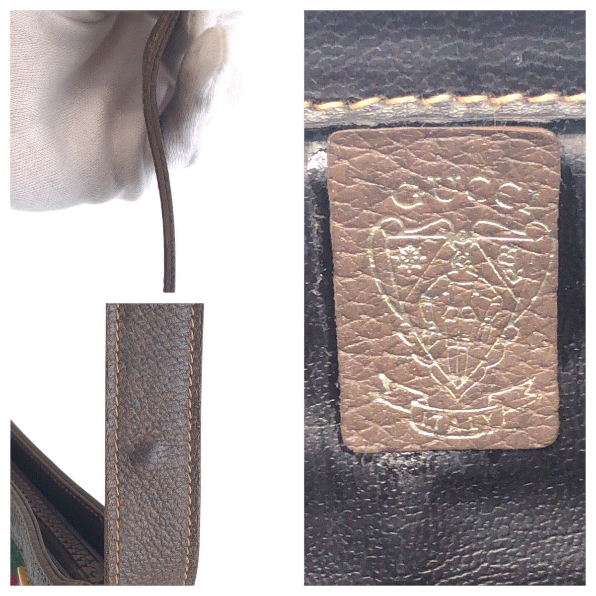 16333
GUCCI グッチ ヴィンテージ オールドグッチ シェリーライン ベージュ ブラウン ゴールド金具 GGスプリームキャンバス / レザー ショルダーバッグ レディース ABP41