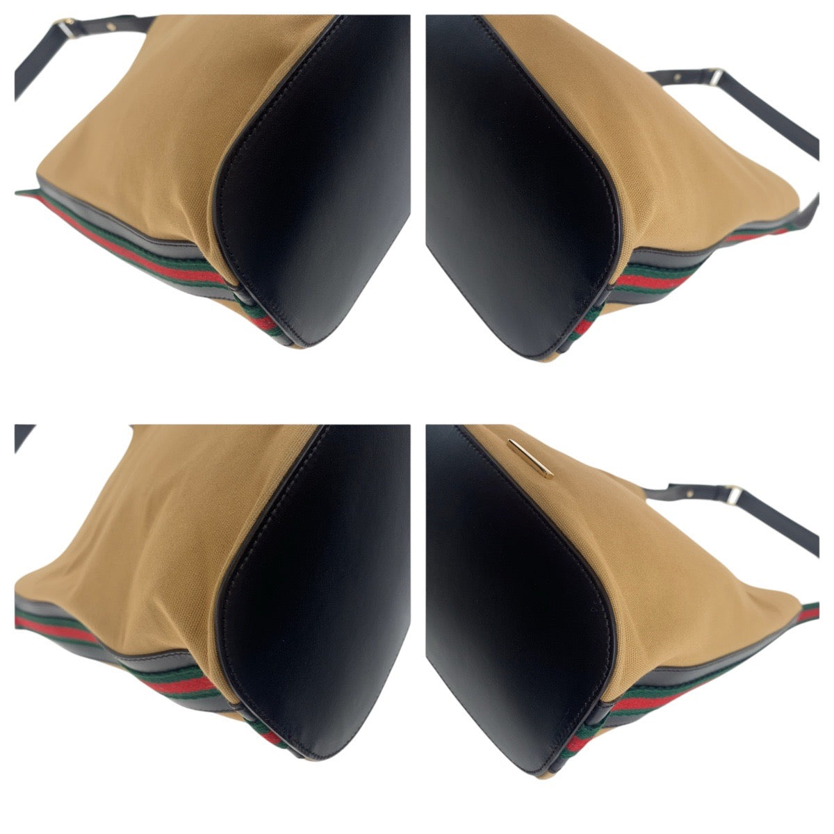 16336
GUCCI グッチ シェリーライン ベージュ ブラック ゴールド金具 キャンバス / レザー 001 4286 ショルダーバッグ  レディース ABP33
