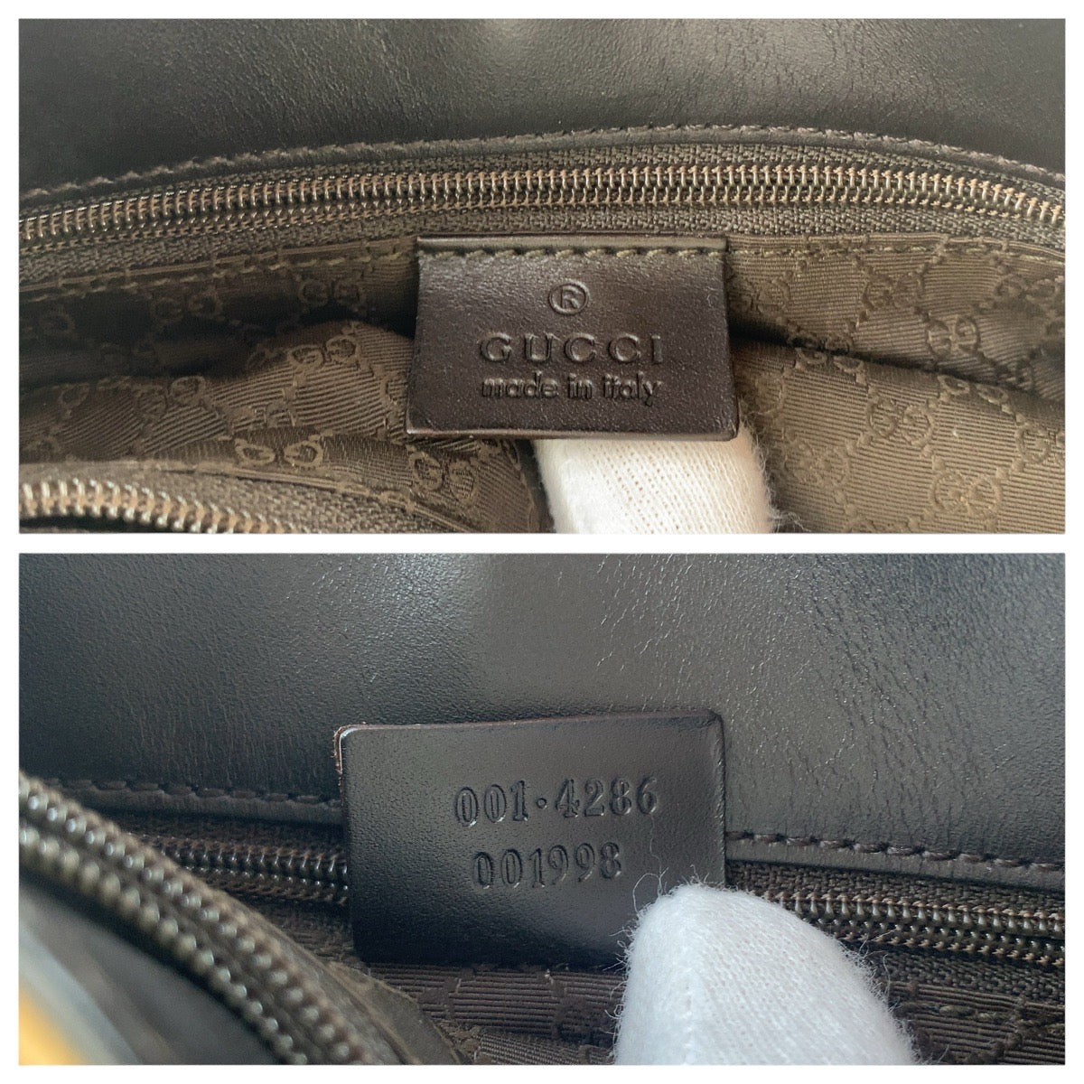 16336
GUCCI グッチ シェリーライン ベージュ ブラック ゴールド金具 キャンバス / レザー 001 4286 ショルダーバッグ  レディース ABP33