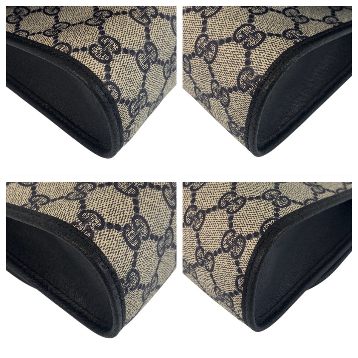 16337
GUCCI グッチ ヴィンテージ シェリーライン オールドグッチ グレー ネイビー GGスプリームキャンバス / レザー 89 01 030 クラッチバッグ セカンドバッグ  レディース