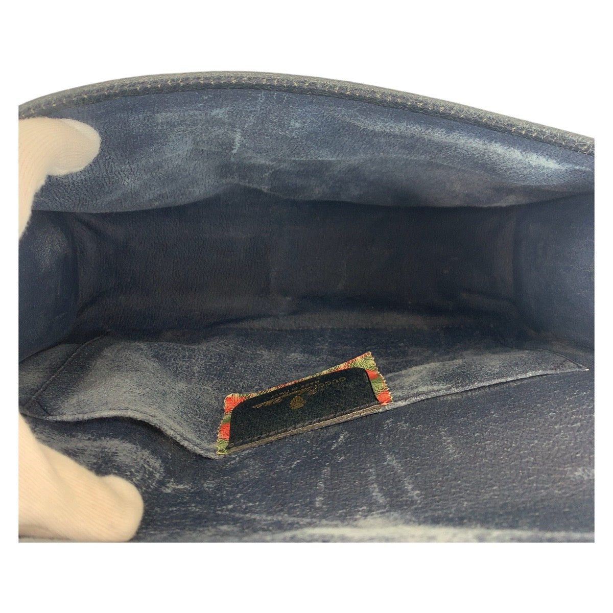 16337
GUCCI グッチ ヴィンテージ シェリーライン オールドグッチ グレー ネイビー GGスプリームキャンバス / レザー 89 01 030 クラッチバッグ セカンドバッグ  レディース