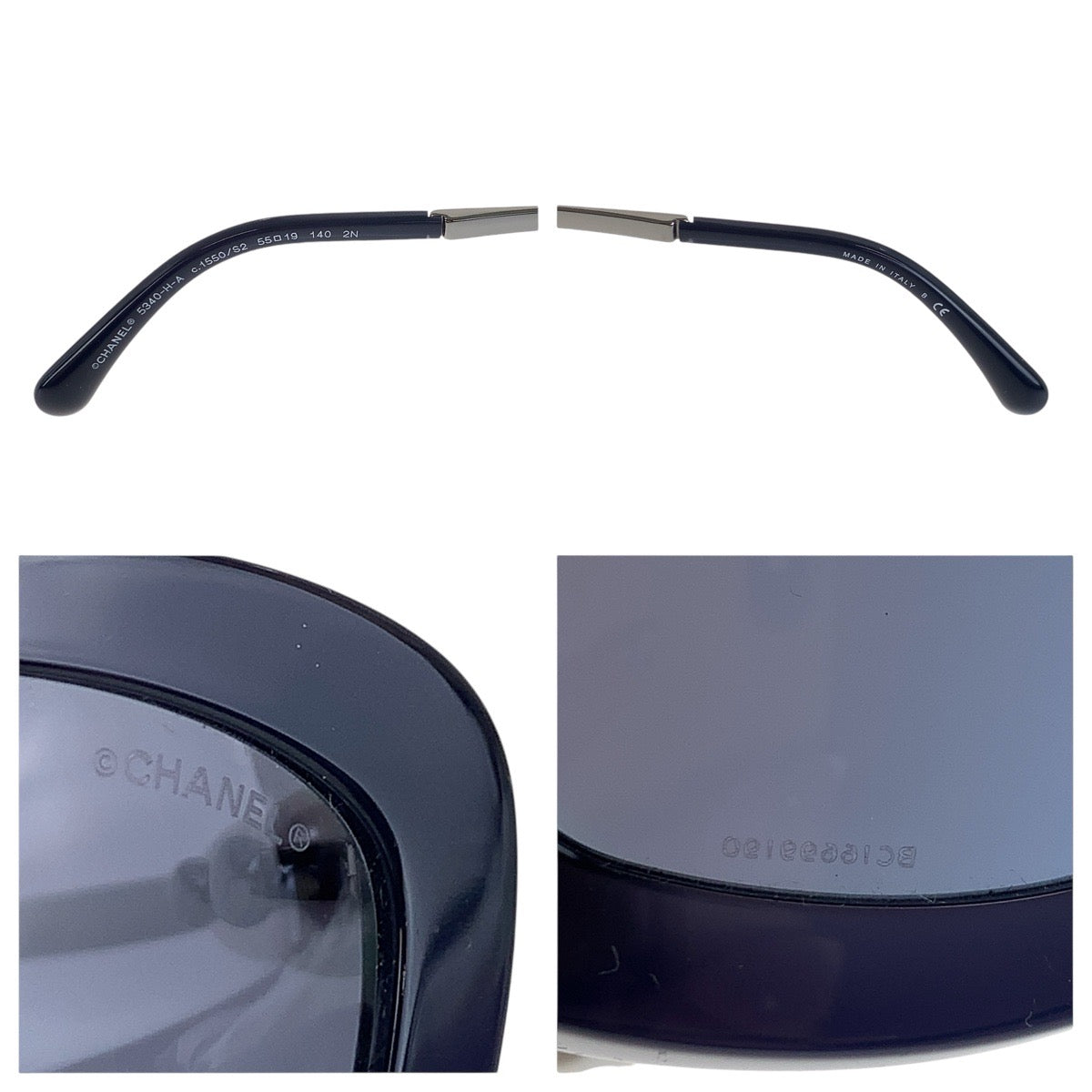 16338
CHANEL シャネル ココマーク ネイビー シルバー金具 プラスチック / メタル 55□19 140 2N サングラス フォックス  レディース A34