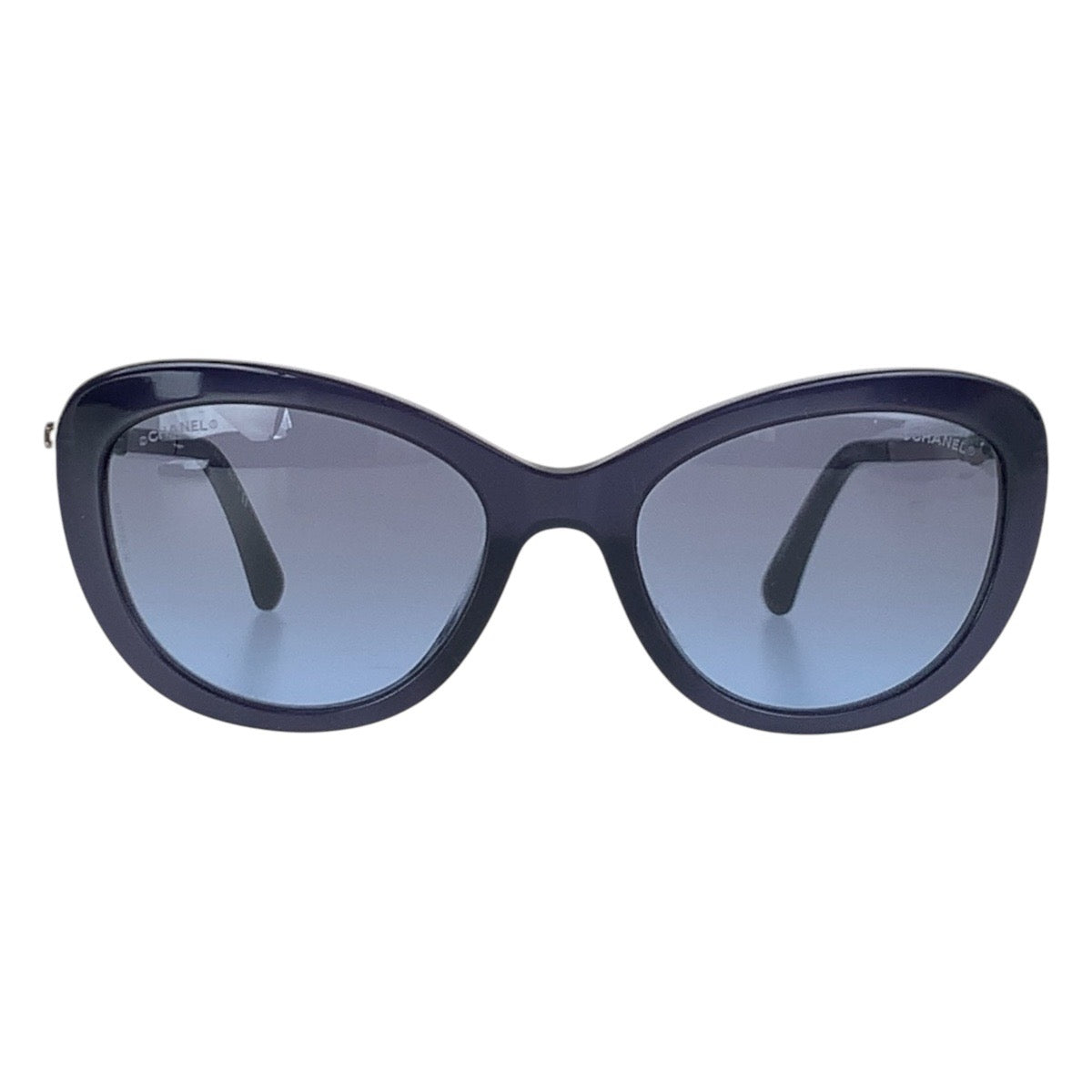 16338
CHANEL シャネル ココマーク ネイビー シルバー金具 プラスチック / メタル 55□19 140 2N サングラス フォックス  レディース A34