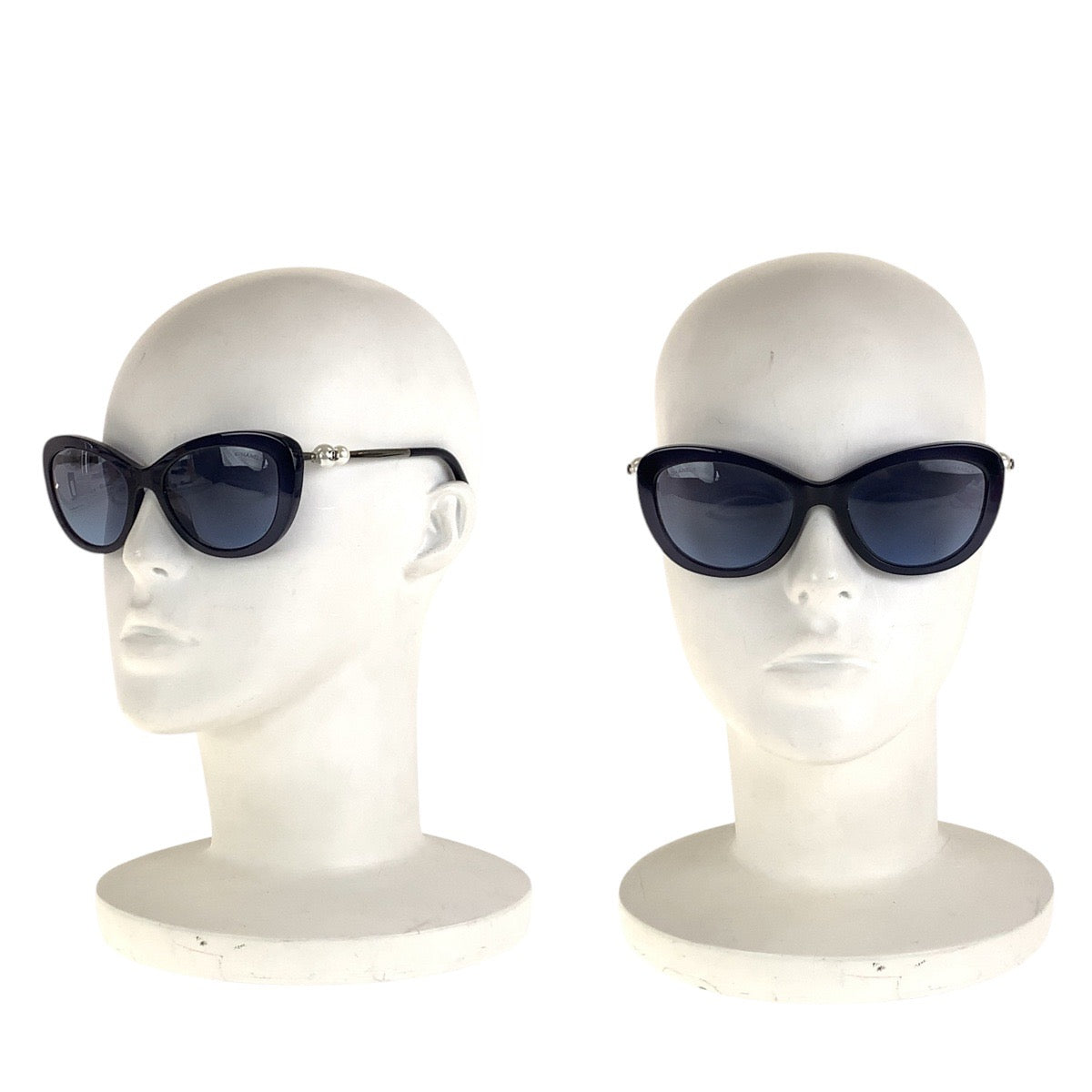 16338
CHANEL シャネル ココマーク ネイビー シルバー金具 プラスチック / メタル 55□19 140 2N サングラス フォックス  レディース A34