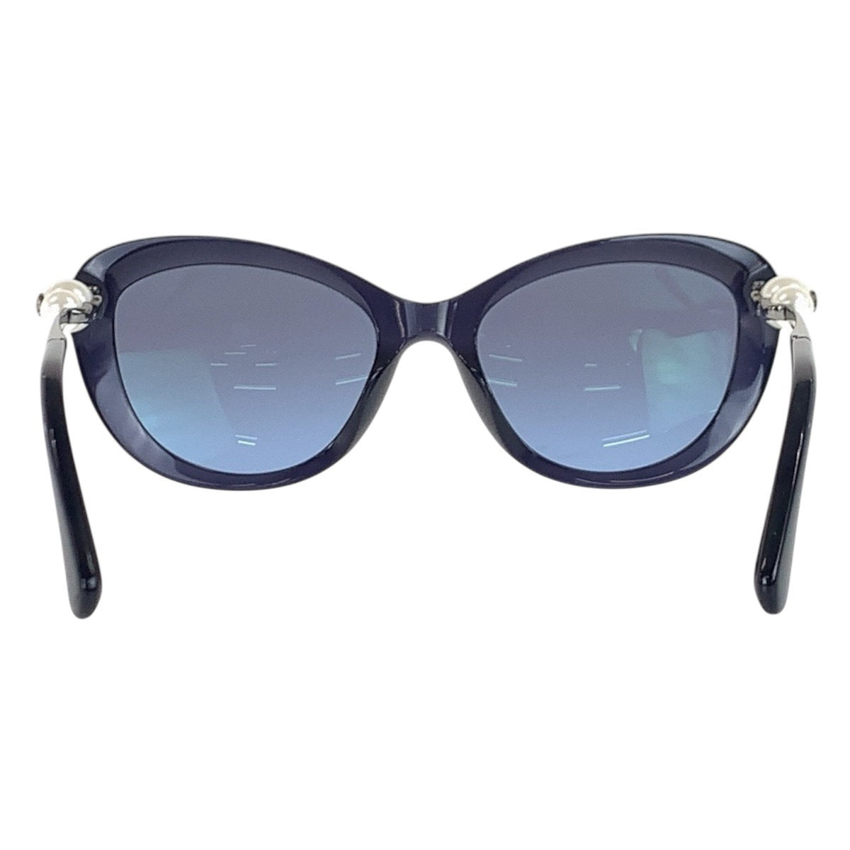 16338
CHANEL シャネル ココマーク ネイビー シルバー金具 プラスチック / メタル 55□19 140 2N サングラス フォックス  レディース A34