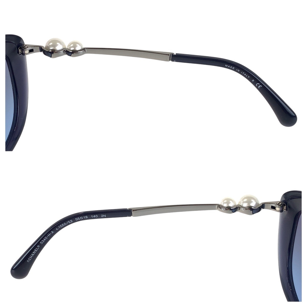 16338
CHANEL シャネル ココマーク ネイビー シルバー金具 プラスチック / メタル 55□19 140 2N サングラス フォックス  レディース A34