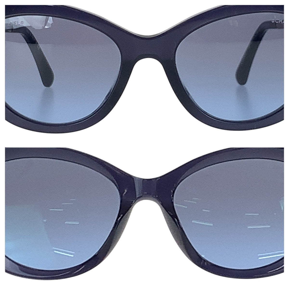 16338
CHANEL シャネル ココマーク ネイビー シルバー金具 プラスチック / メタル 55□19 140 2N サングラス フォックス  レディース A34