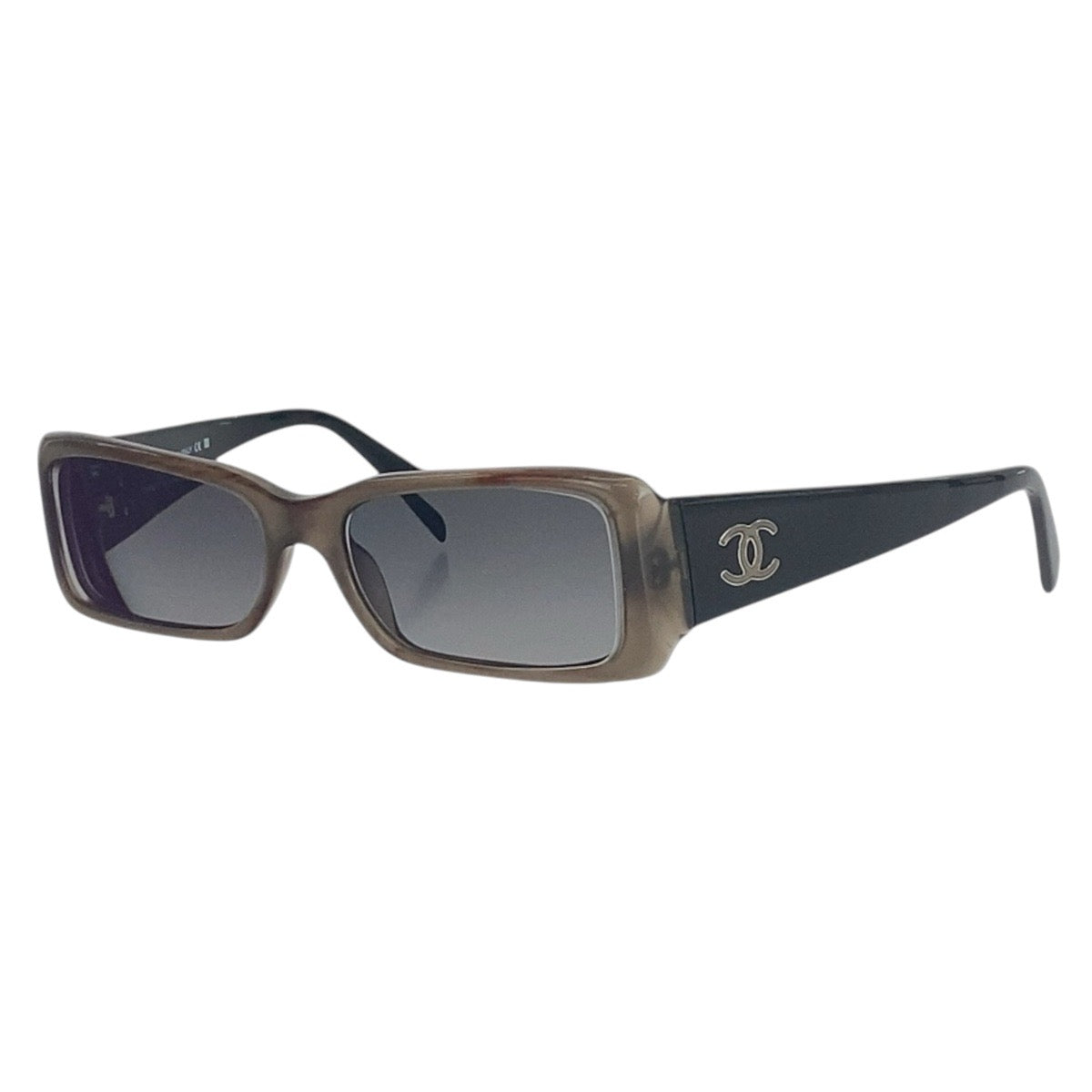 16339
CHANEL シャネル ヴィンテージ ココマーク グレー ブラック シルバー金具 プラスチック 54□16 135 サングラスフレーム スクエア  メンズ